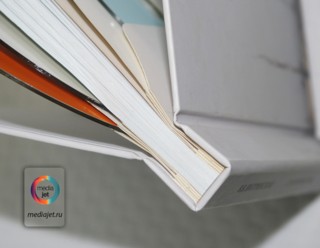 корешок диджибука с многостраничным, блочно-сшиваемым буклетом